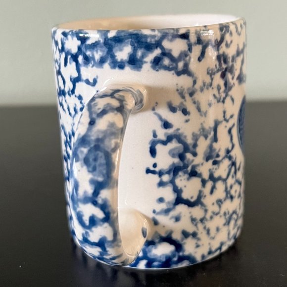 3 GIBSON Blue Heart Spongeware Mugs  ~ Cottagecore ~ Blue & White Sponge Ware - Picture 5 of 11